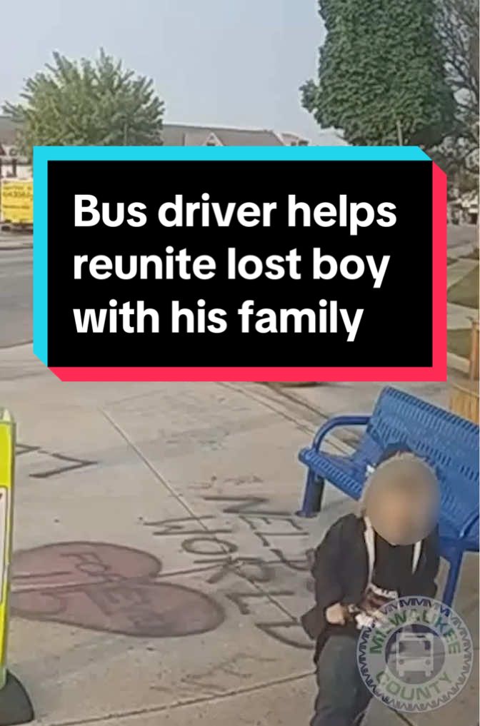 Newly-released video from the Milwaukee County Transit System shows the moment a bus driver helped a lost boy earlier this summer. When she spotted the child standing alone at a bus stop, the driver pulled over and invited him onto the bus. She then contacted dispatch, and police arrived shortly after to reunite the boy with his family. #milwaukee #goodnews #news 