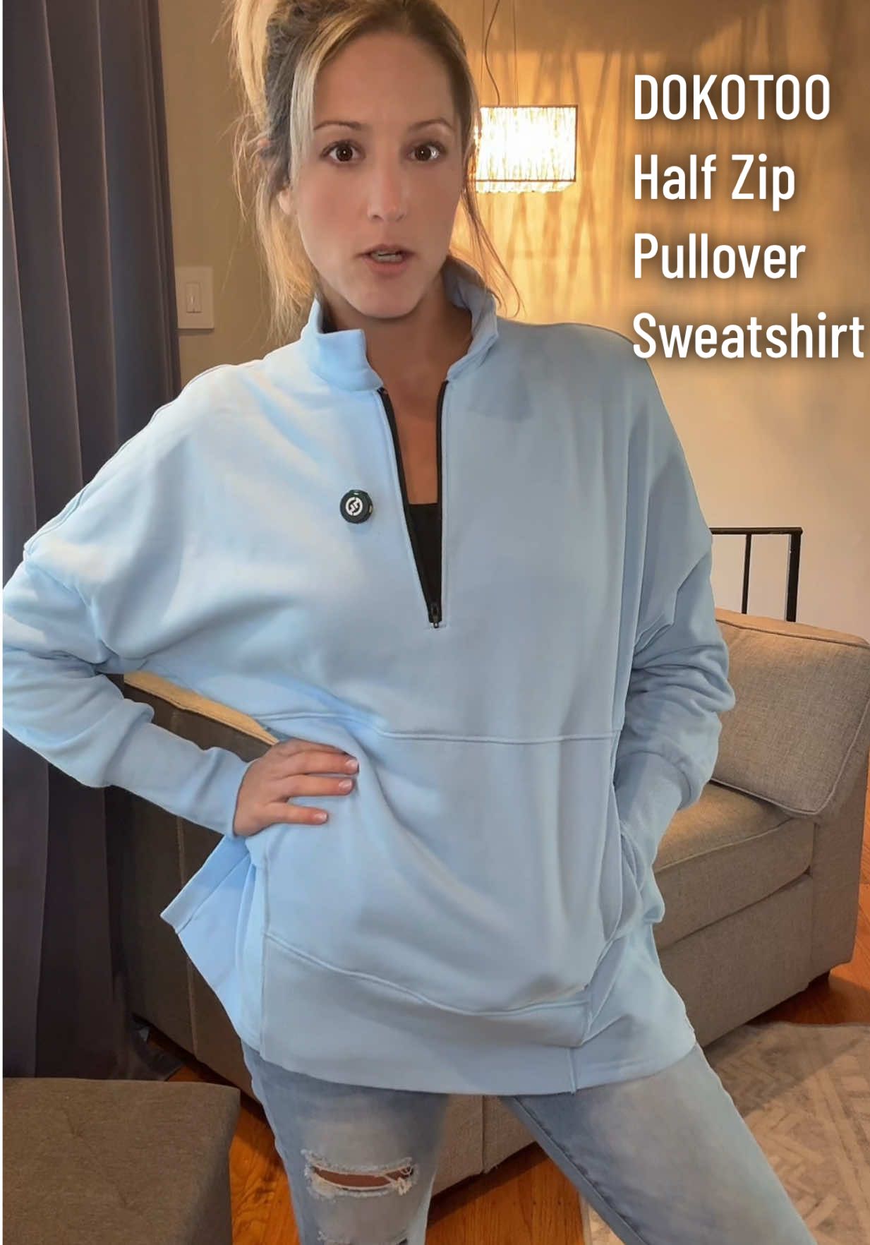 10/10 on this half zip pullover sweatershirt! @DOKOTOO-US #dokotoo #sweatshirt #womensfashion #fallfashion #tiktokshoplabordaysale 