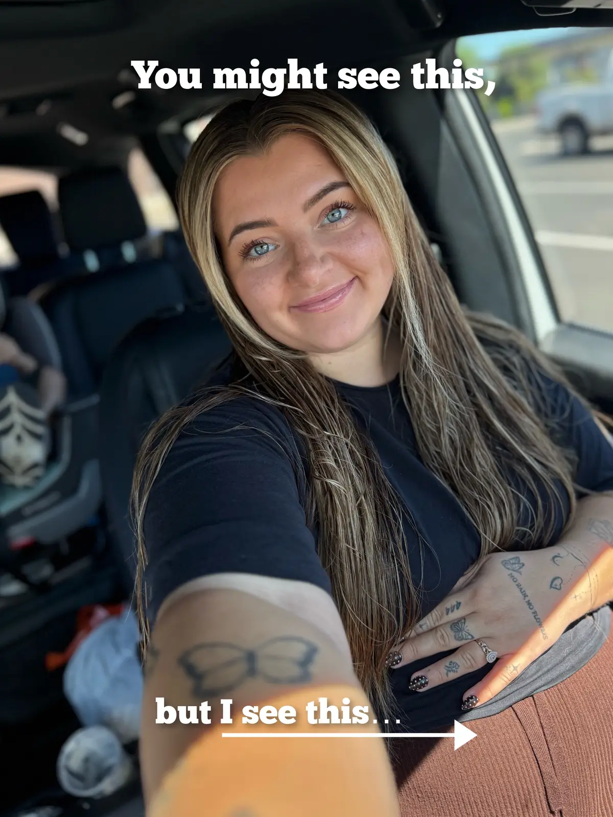 Be gentle on yourself ✨🫶🏽 It’s so easy to judge all these cute pictures everyone is posting online but you aren’t seeing the full picture… you aren’t seeing REAL LIFE. The double chin, upper lip hair, big pores, etc. Be easy on yourself love 🤎  #selflove #reallife #bodyconfidence #girlsgirl #bodypositivity 