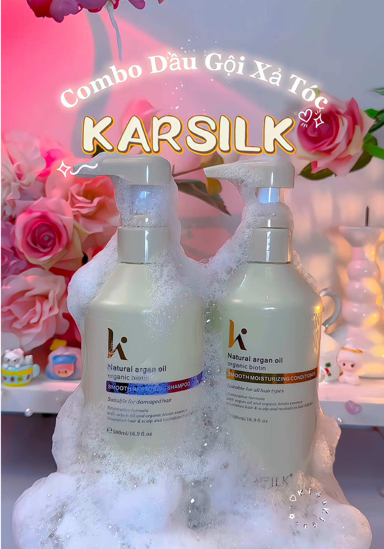 Dầu Gội xả dưỡng tóc nè mấy ní. Thơm dịu xài êm nha ✨🌷✨🌿✨🌷✨ #kiukiu0214 #karsilk #daugoixakarsilk #duongtoc #chamsoctoc 
