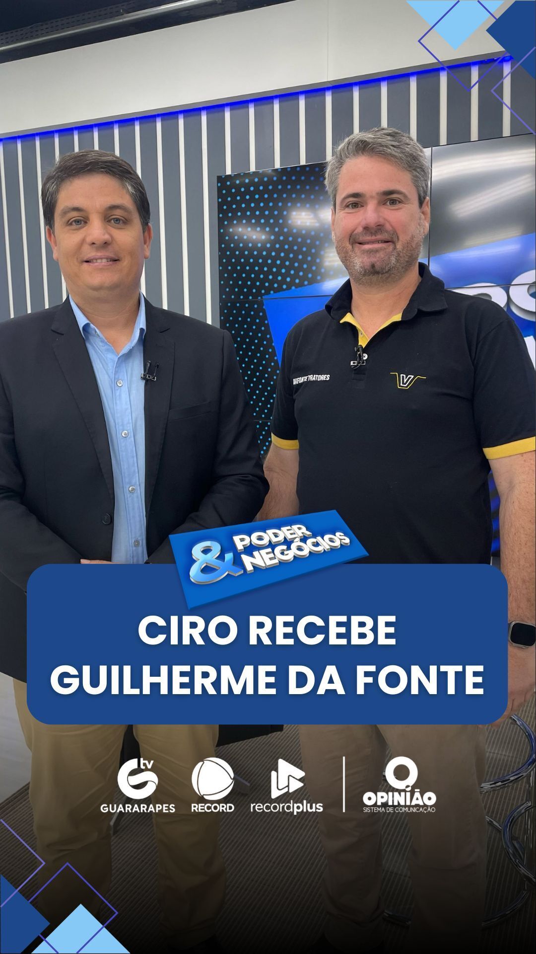 No Poder & Negócios deste domingo (31), Ciro Guimarães recebe o Guilherme da Fonte, diretor da Dafonte Tratores. Curte o papo sobre agronegócios? Não perca! Ciro te espera, às 10h30, na tela da TV Guararapes/RECORD. Até lá! #noticias #jornalismo #record #sistemaopinião #informação #tvguararapes