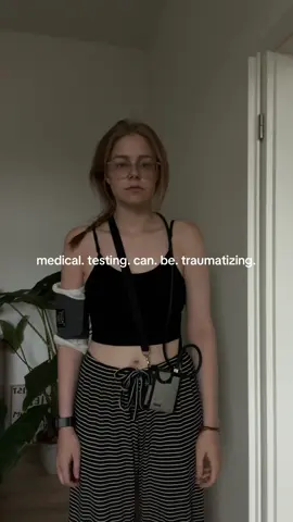 this was me the morning after I wore a bloodpressure monitor for the first time.  disclaimer: no, long-term bloodpressure monitors are not bad, they don’t hurt and they’re usually on for just less than 24 hours and then you’re done!🤞🏼 but even standard and simple testing like this can be a littlebit traumatising. for me it was having this device on me all the time, not being able to move freely. having to hold my arm up for hours because otherwise it would slip down, being uncomfortable and being reminded that something is wrong constantly. stuffing this device into a tight shirt at night, feeling like I’m in a little cage. waking up at least twice an hour because my body didn’t have enough time to fully fall asleep before it went off again. the high stress levels that caused nightmares and waking up in pain, exhausted and stressed. no, this test is not bad at all. but I’m tired of tests and this just turned out to be harder to endure than I thought. When I went back to discuss the outcome they realised, it hadn’t measured correctly and I had to put it on again. I was on the verge of crying when they told me that. Guess what though? The second time around was not bad at all - annoying, yes. But I slept through the night and it stayed on my arm a lot better.  But this is just a reminder: You’re allowed to feel like this, even when it’s “not that bad”, even when it’s „small“ and even when other times it didn’t bother you at all.❤️‍🩹