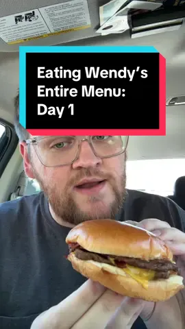 Day 1 of eating Wendy’s until I’ve had the entire menu in the LEAST amount of bites possible Items Had: 1. Son of Baconator 2. 4pc Chicken Nuggets @Wendy’s #wendys #fyp #viral #mukbang #eatingshow 
