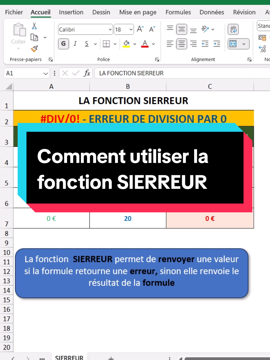 Comment utiliser la fonction SIERREUR #Excel   #AstuceExcel   #TutoExcel   #ExcelPourDébutants   #ExcelTips