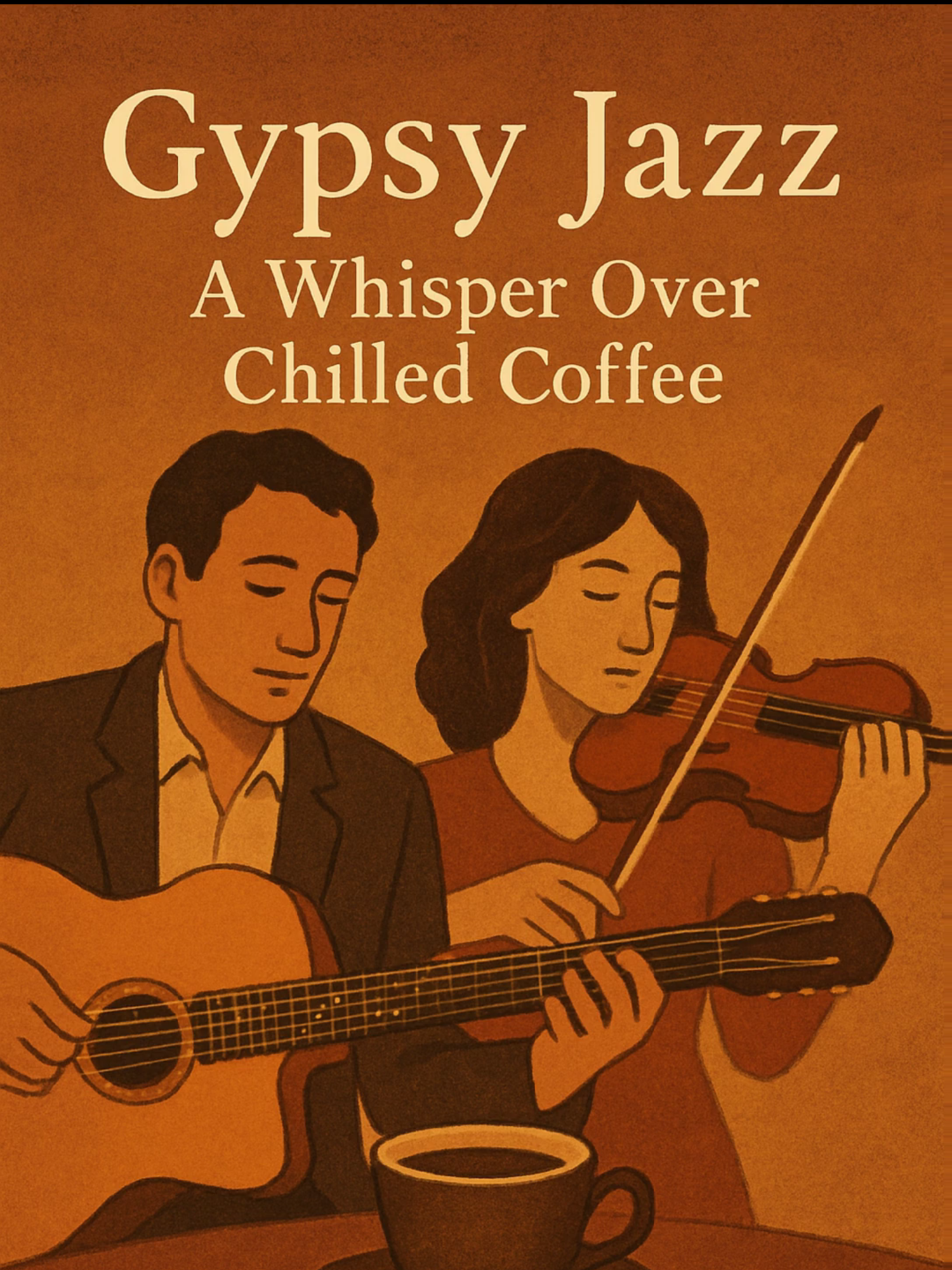 Gypsy Jazz - A Whisper Over Chilled Coffee | Acoustic Guitar and Violin Ballad Gentle and romantic, this gypsy jazz ballad carries the warmth of an intimate late-night café. The lead guitar sings with lyrical lines, answered by expressive violin harmonies that feel both tender and timeless. Rhythm guitar keeps a soft la pompe sway, while the bass walks with ease, grounding the melody in quiet elegance. With no drums or percussion, the sound remains pure and close-like a private concert meant just for you. #GypsyJazz #AcousticGuitar #ViolinJazz #UprightBass #LaPompe #JazzBallad #CafeJazz #RomanticJazz #IntimateJazz #AcousticJazz