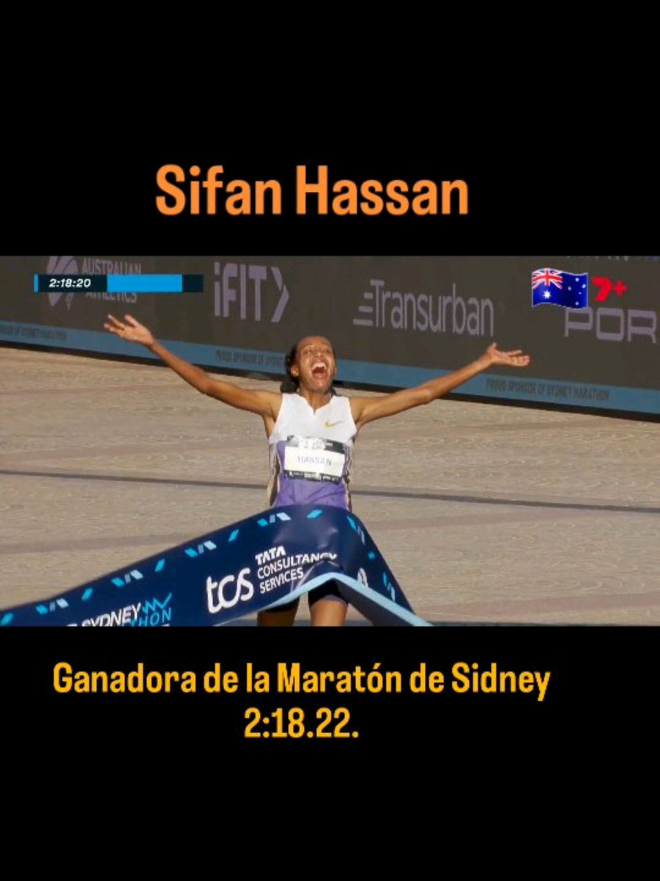 #TribunaRunning  La gandora del Maratón de Sidney 🇦🇺 es Sifan Hassan 🇳🇱 con 2:18.22. @Sifan Hassan 