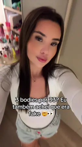 😱 Paguei só R$11 nesse body! Kit com 3 por R$33, é surreal 💕 👉 Tá no carrinho do TikTok Shop, corre antes que acabe 👇