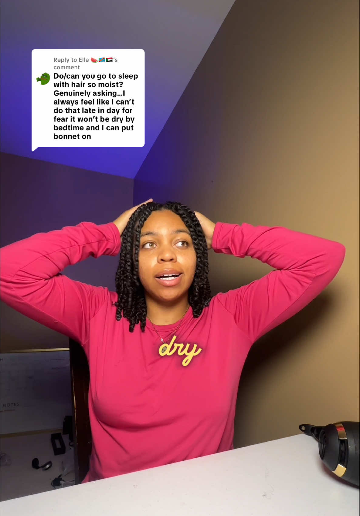 Replying to @Elle 🍉🇨🇩🇸🇩 natural hair tip #1 ✨ make sure your twists are at least 50–75% dry before bed to avoid frizz + keep your shape 💆🏽‍♀️💖 #naturalhairtips #twistout #protectivestyles #naturalhairjourney #curlyhaircare #healthyhairtips 