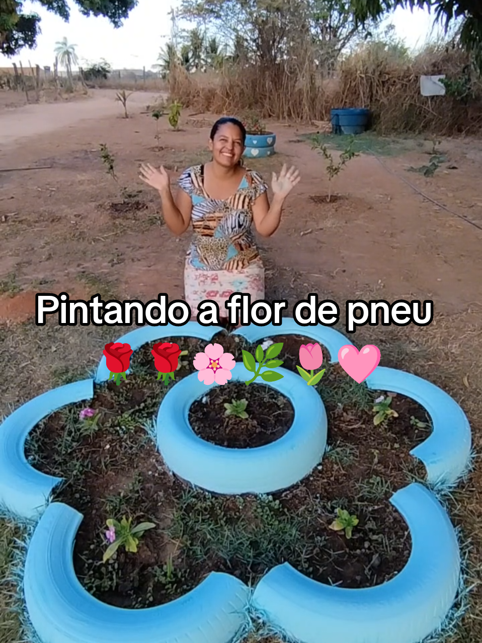 Jardim de pneu ficou bem lindo 😍  #jardim #jardimdepneu #artecompneu #jardim #roça 