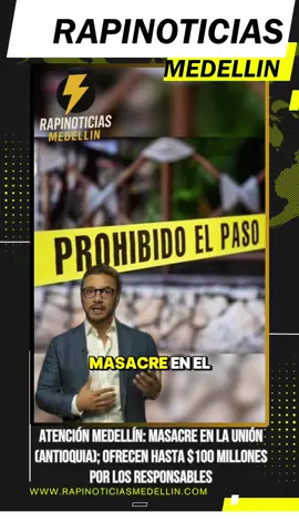 Atención Medellín. Antioquia vuelve a estremecerse: cuatro personas (tres hombres y una mujer) fueron halladas sin vida en zona rural de La Unión, vereda San Juan, a unos 40 minutos del casco urbano. La Policía y la Fiscalía adelantan un operativo para blindar el área y evitar nuevos hechos violentos.   La Gobernación de Antioquia anunció recompensa de hasta $100 millones por información que permita identificar y capturar a los autores de esta masacre. El anuncio lo hizo el gobernador Andrés Julián Rendón junto a la alcaldesa de La Unión, llamando a la colaboración ciudadana para romper el silencio.   Versiones iniciales señalan que las víctimas no serían oriundas de La Unión, sino que habrían llegado desde Bello; además, el lugar del crimen fue hallado en desorden, indicio de que los atacantes buscaban algo. Estas hipótesis están en verificación por las autoridades.    La investigación avanza con prioridad en la zona mientras se reconstruye el minuto a minuto del hecho y se esperan identificaciones oficiales. Cualquier información puede ser reportada a las líneas de emergencia y a los canales de la Policía Judicial.   👉 CTA: ¿Qué sabe la comunidad? Deje su comentario y comparta esta noticia para que la verdad salga a la luz y los responsables caigan. #AtenciónMedellín #RapinoticiasMedellin #PeriodismoConSentidoSocial #Antioquia #LaUnión   