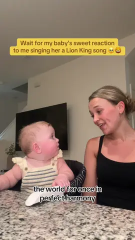 Wait for her sweet reaction 🥹😭 #singingmom #babyreaction #momsings #momandbaby #lionking 