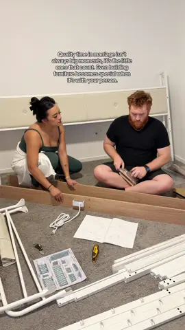 I love spending time with my husband even if it means building furniture after the kids have gone to bed 🤍 #husbandandwife #qualitytime #marriagelife 