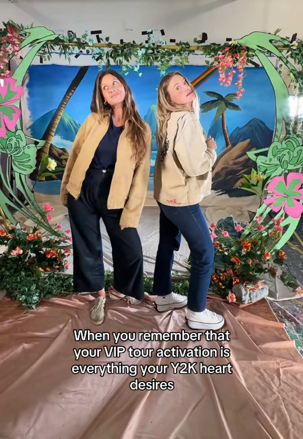 Don’t even get us started on our VIP activation for tour…. Into the Rush themed backdrop ✅ Music video costumes on display ✅ + a couple surprises up our sleeve ✅  WHO’S COMING?!?!?!?!? #alyandaj #nostalgiacore #y2k 