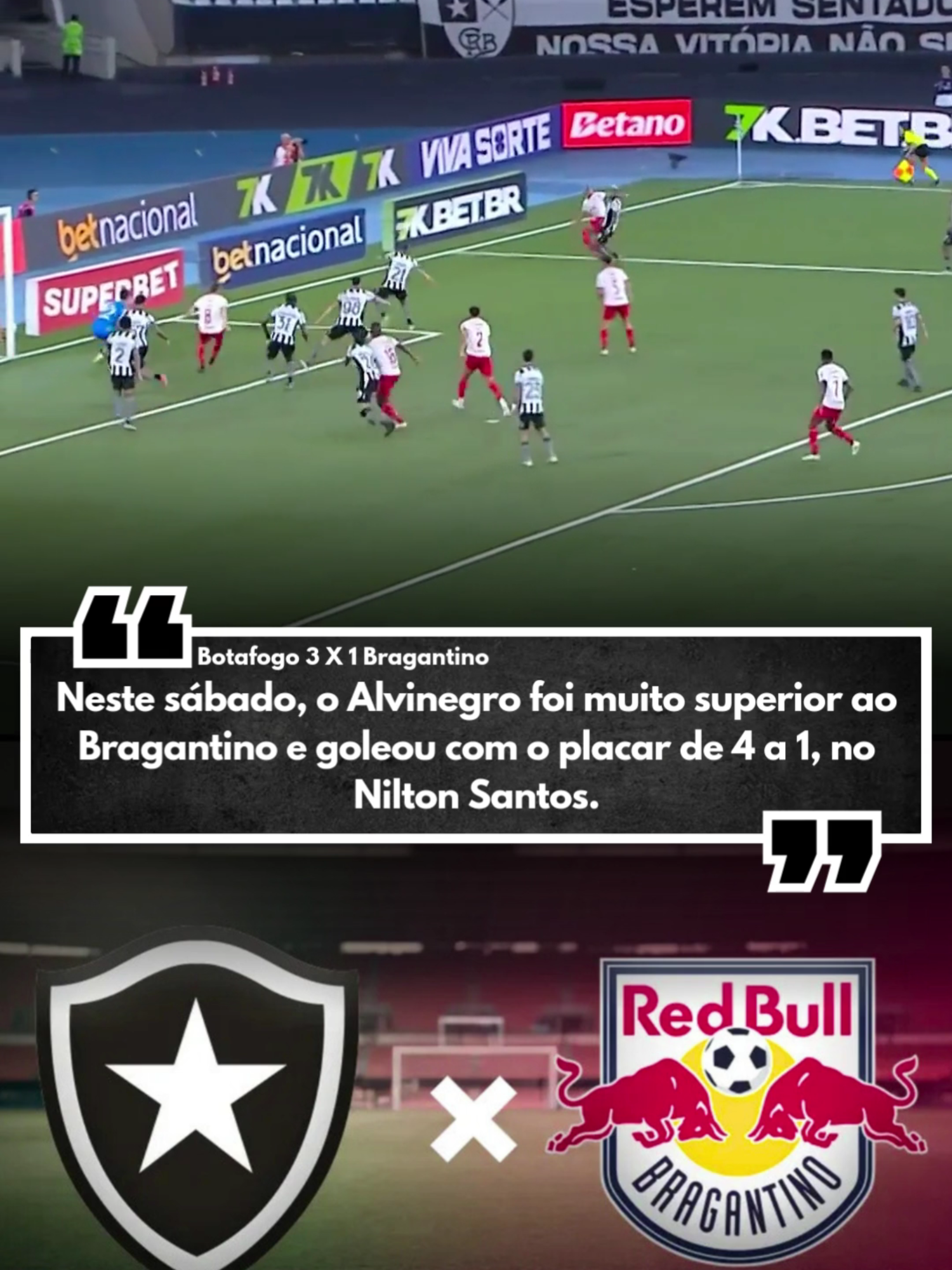 BOTAFOGO GOLEIA O BRAGANTINO E VENCE POR 4 X 1; VEJA OS MELHORES MOMENTOS DA PARTIDA. #botafogo #bragantino #futebol #brasileirao