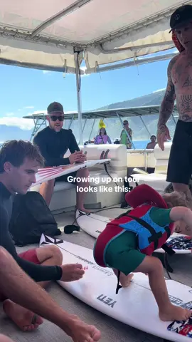 Our plan: wait until he’s older His plan: grab the board and go 🏄‍♂️