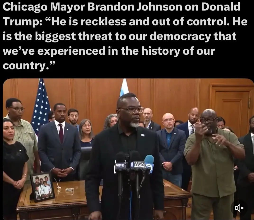 Chicago Mayor Brandon Johnson on Donald Trump: “He is reckless and out of control. He is the biggest threat to our democracy that we’ve experienced in the history of our country.” #new #like #girlwholove2gossip #donaldtrump #brandonjohnson 