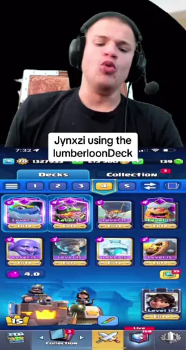 Jynxzi using the lumberloon deck and 3 crown. #jynxzi #clashroyale #fyp 