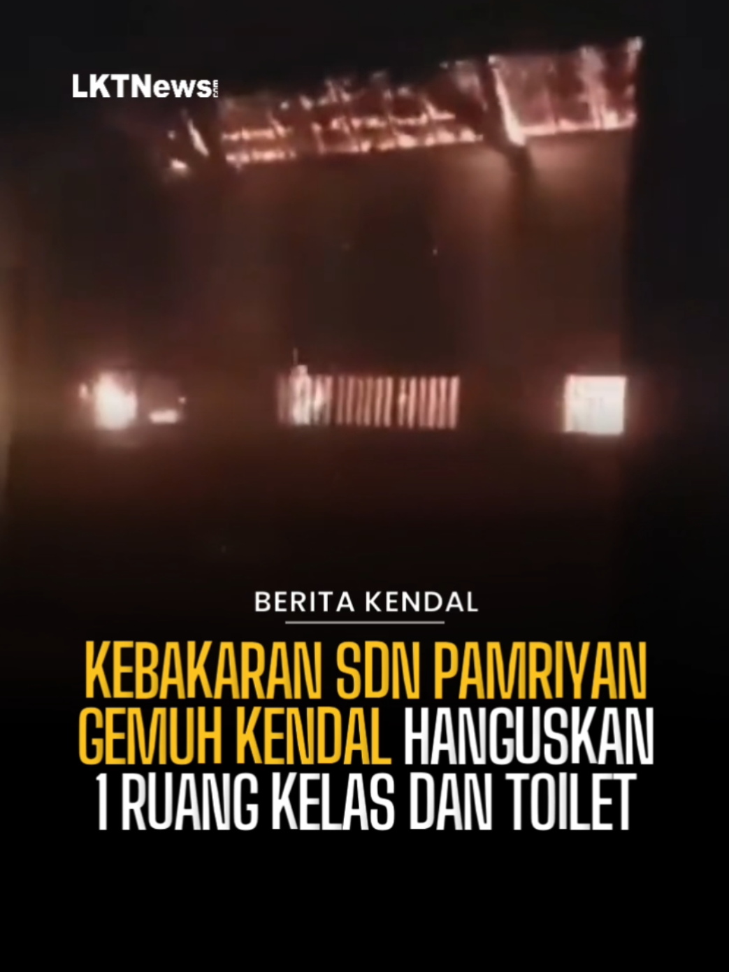 Kebakaran SDN Pamriyan Gemuh Kendal Hanguskan 1 Ruang Kelas dan Toilet Kebakaran melanda SD Negeri Pamriyan, Kecamatan Gemuh, Kendal, pada Minggu (31/8/2025) subuh. Api membakar satu ruang kelas IV serta fasilitas toilet sekolah. Peristiwa ini membuat warga sekitar panik dan segera melaporkan ke petugas pemadam kebakaran. Beruntung, tim Damkar Kendal bergerak cepat menuju lokasi dan berhasil memadamkan api sebelum merembet ke bangunan lain di area sekolah. Meski tidak menimbulkan korban jiwa, kebakaran tersebut menyebabkan aktivitas belajar siswa kelas IV akan terganggu di esok hari. Pihak sekolah kini melakukan pendataan kerusakan sekaligus menyiapkan ruang pengganti agar kegiatan belajar tetap berjalan. Sementara itu, petugas masih menyelidiki penyebab pasti kebakaran. Aparat bersama pihak sekolah juga berkoordinasi untuk langkah penanganan pascakejadian. Sumber: dihimpun LKTNews.com dari berbagai sumber #lktnews #kebakaran #kendal #gemuh #sdngemuh 