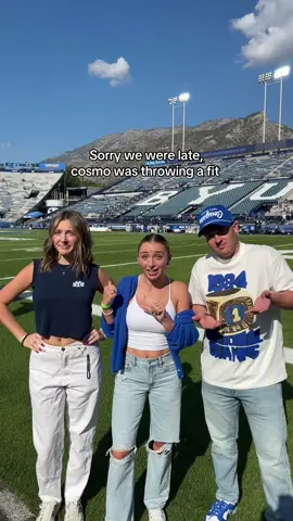 Growing up with cosmo to hanging out with cosmo, childhood me is screaming #byu #cosmo #mascot #throwingafit @Cosmo the Cougar @rylan olivia 