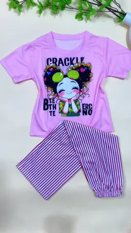 Combo 2 bộ cho bé gái mẫu áo cộc quần dài kẻ sọc in hình cô gái tóc xù #mevabe #quanaotreem #xuhuong #thoitrangtreem  @TIỆM NHÀ BÁNH BAO 