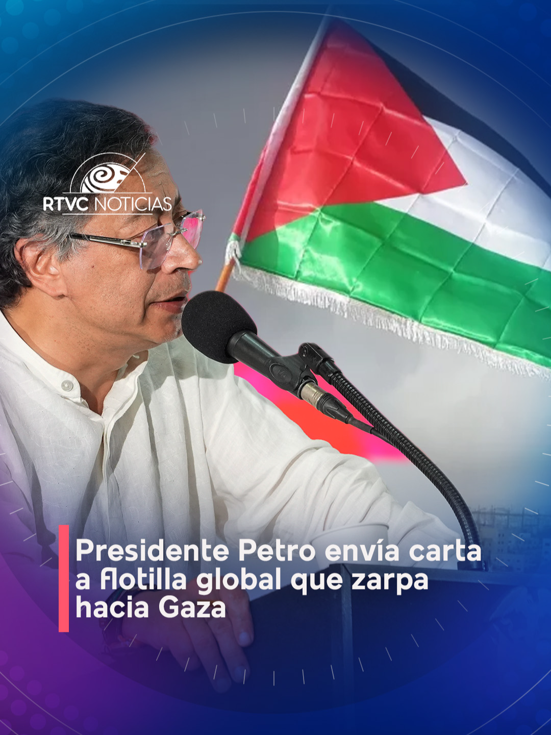 📨 El presidente @gustavopetrooficial envió una carta a la flotilla global SUMUD que se alista para zarpar hacia Gaza en resistencia al bloqueo de Israel. 🗣️ “Si muere Gaza, muere la humanidad”, expresó el mandatario.