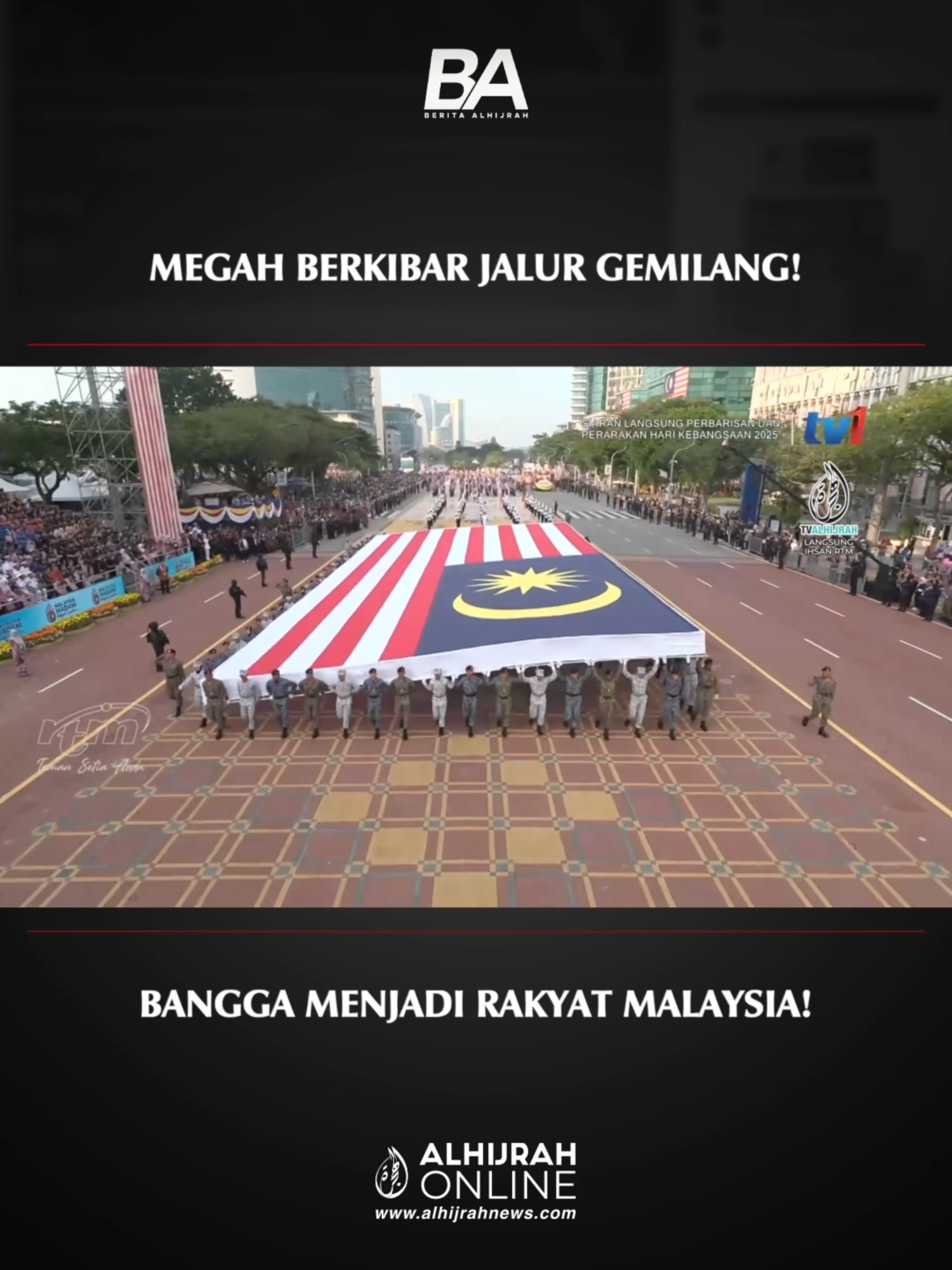 Jalur Gemilang megah berkibar! Kita sebagai rakyat Malaysia perlu berbangga dengan negara kita, kemerdekaan dicapai sejak 68 tahun dahulu perlu dipatrikan sebagai jati diri.