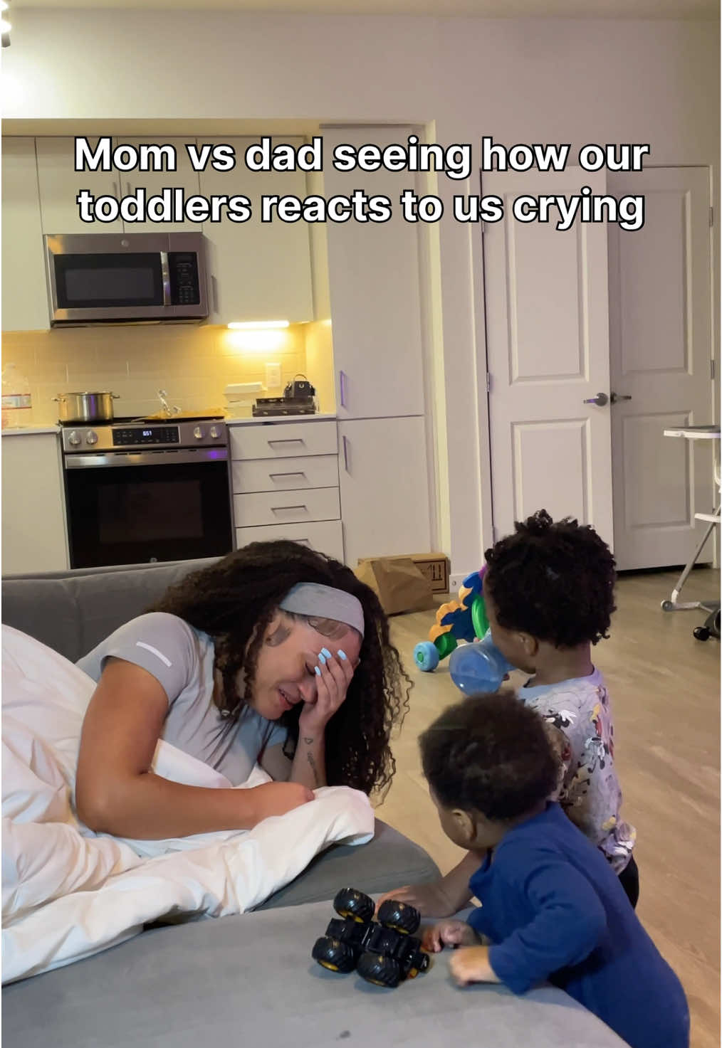 King and Haysen knows how to be gentle with mom 🥹❤️but with dad they think everything is play time #family #comedy #viralvideo #avianddq 