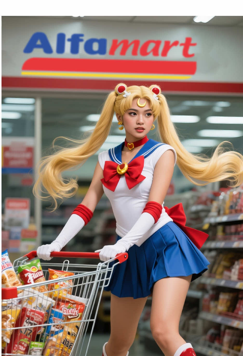 ✨🌙 “Ketika Sailor Moon dan gengnya bukan lagi nyelamatin dunia… tapi nyelamatin dompet pas promo Alfamart & Indomaret 🤣💳🛒” Dari Sailor Moon beli ciki, Sailor Mars ambil teh botol, sampai Sailor Saturn nongkrong depan Alfamart malem-malem. Inilah bukti kalau para Sailor Guardian juga butuh cashback & promo jajan 😂✨ #SailorMoon #Indomaret #Alfamart #LiveAction #FYP   