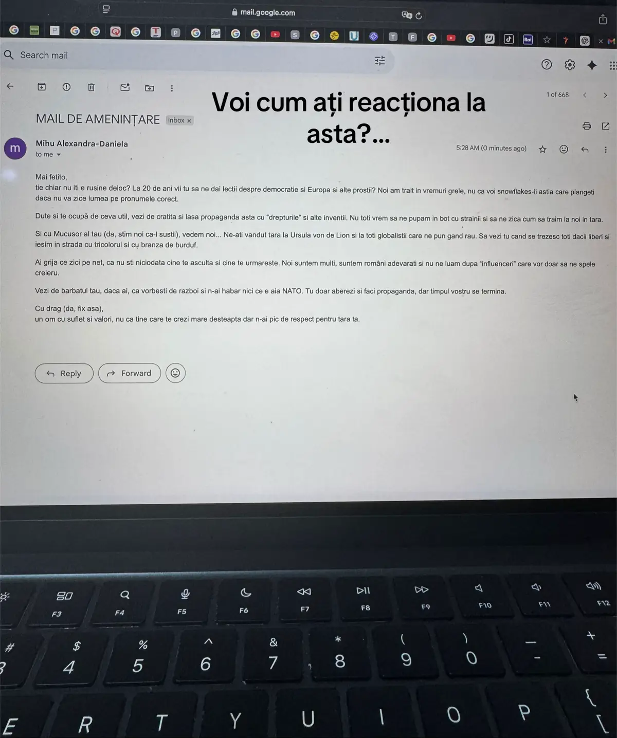 Inspirată de @Katiusha m-am decis să rup și eu tăcerea și să vorbesc despre această persoană care mă amenință…este complet ireal așa ceva… #romania #🇷🇴 #dantanasa #hatersgonnahate #pamflet 