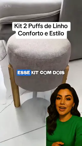 Decore e aproveite com estilo ✨ ✔ Elegância em qualquer ambiente ✔ Resistentes e compactos ✔ Funcionais e modernos 👉 Garanta já o seu Kit 2 Puffs de Linho! #Decoração #CasaEstilo #Achadinhos