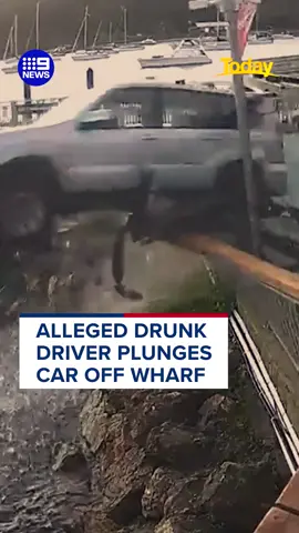 The 73-year-old managed to pull herself from the sinking car and was helped to safety at a nearby ferry terminal. #9News