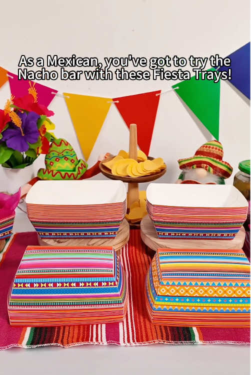 My go-to for Taco Night parties: DISPOSABLE taco plates + nacho containers! No more washing piles of dishes—yes please! Who' s in?  #tray #tacos #taconight #nacho #cheese #mexicanfood #mexicanstyle #talavera #fiesta #mexicandecor #partydecor #cielitolindo #kitchendecor #partyideas #partyfood