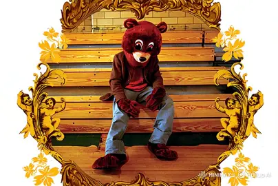 Very tuff bear leaves Aldi’s with cheddar and peanut butter #kaynewest #ye #thecollagedropout #graduationbear #peezyyorn 