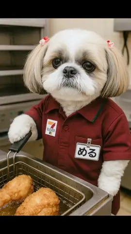 コンビニで働く犬 #犬 　#シーズー 　#ai  #バイト 　#可愛い 