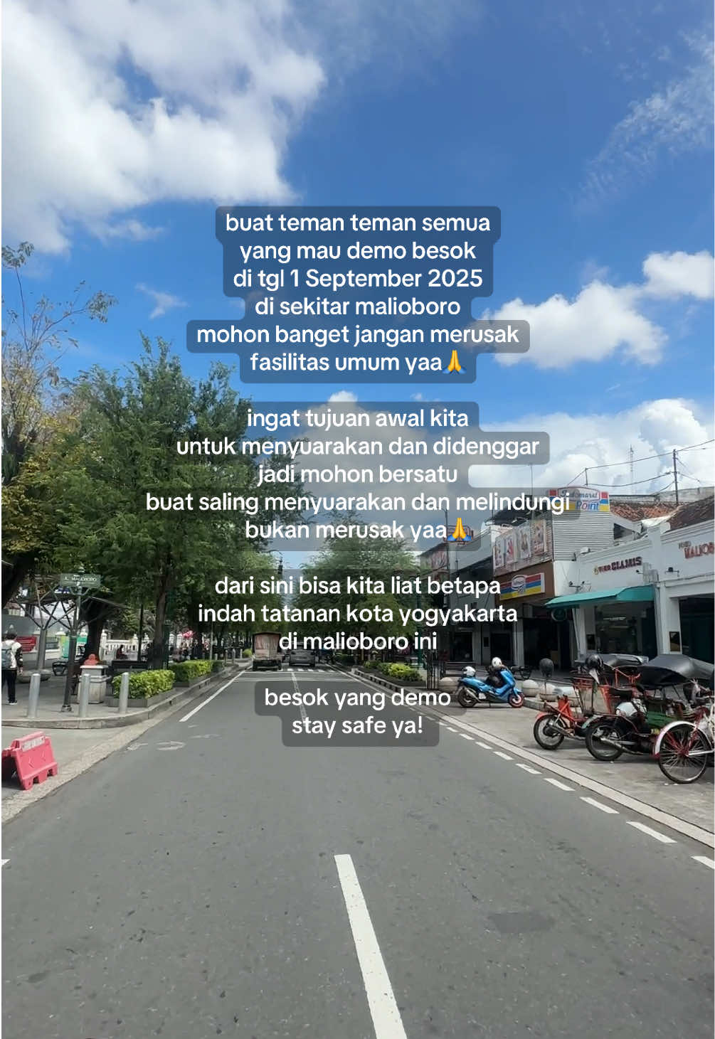 teman teman yuk sama sama  kita jga jogja kita tetap aman🥹🙏 kita boleh menyuarakan tapi dengan tepat🥹🙏 jujur bakalan sedih banget kalo sampe ada targedi yang kurang diinginkan terjadi lagii🥹🙏 #demo #1312  #jogjademo #jogja24jam 