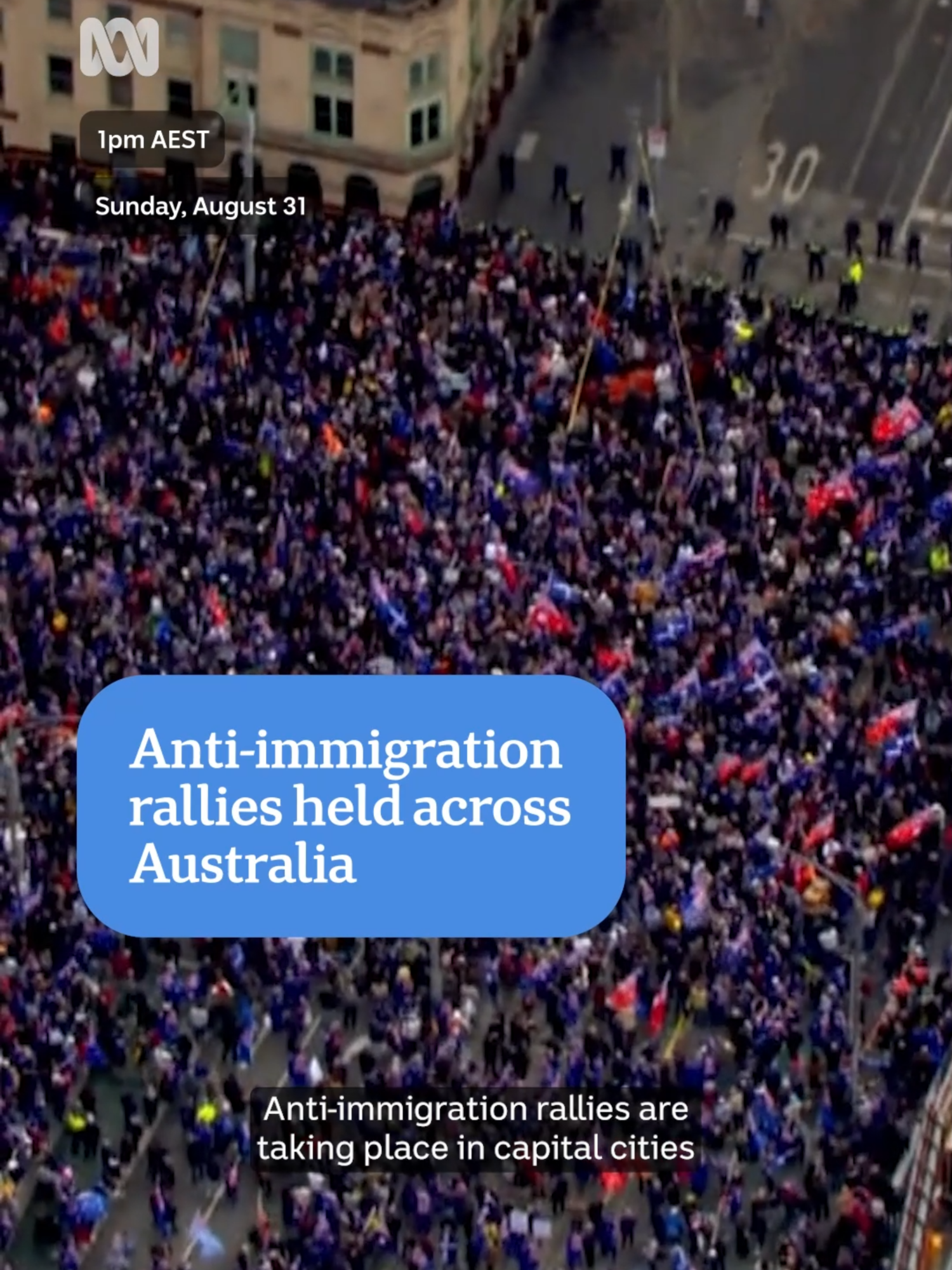 Anti-immigration rallies are taking place in capital cities and region centres across Australia. To personalise your news & stay in the know, download the ABC News app via the link our bio. #ABCNews  #ABCNewsChannel