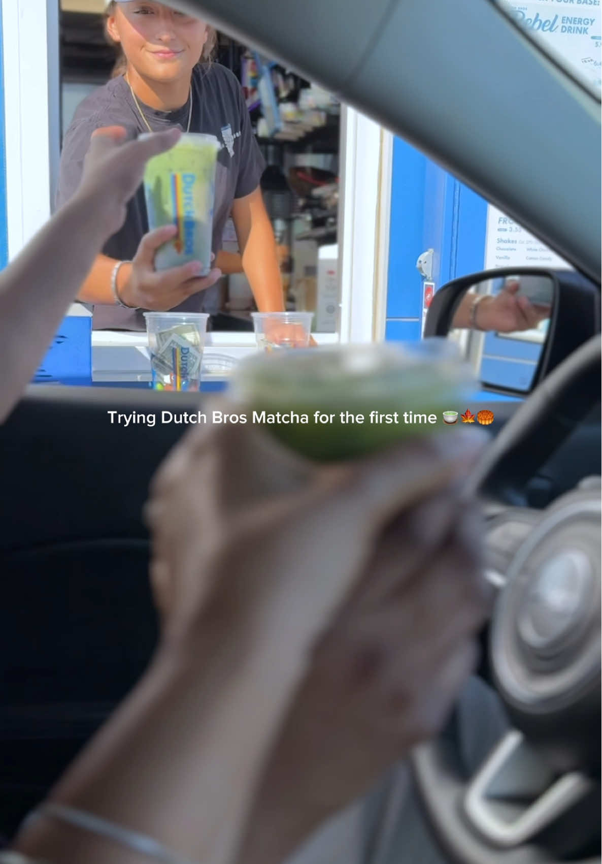 We took a little drive without the girls and ending up at @Dutch Bros Coffee .  The matcha was delicious 😍 I’ll have to try the iced coffee next.  #dutchbros #strawberrymatcha #review #fypage #creatorsearchinsights 