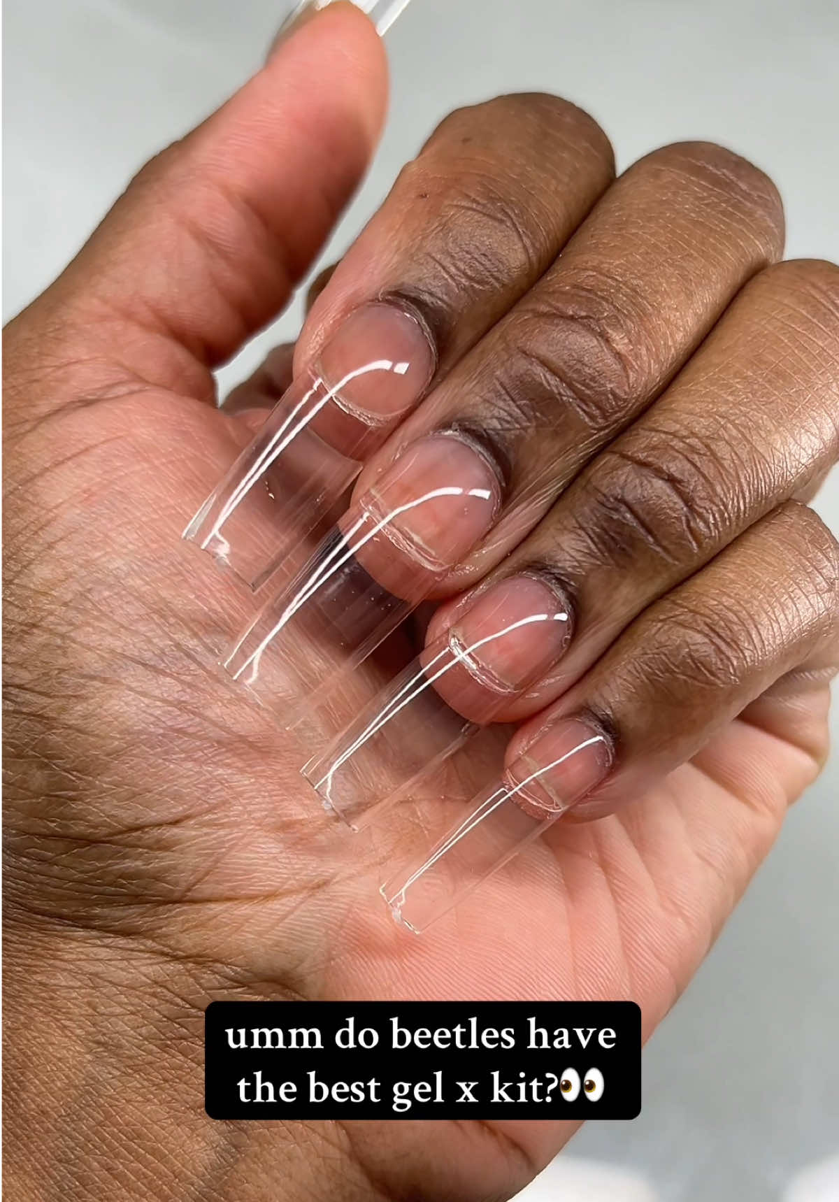 tried out the beetles tipex nail kit, I love how clear the nail tips are 😍 #beetlesgelpolish #beetlesgelx #diynails #nails💅 #gelx 