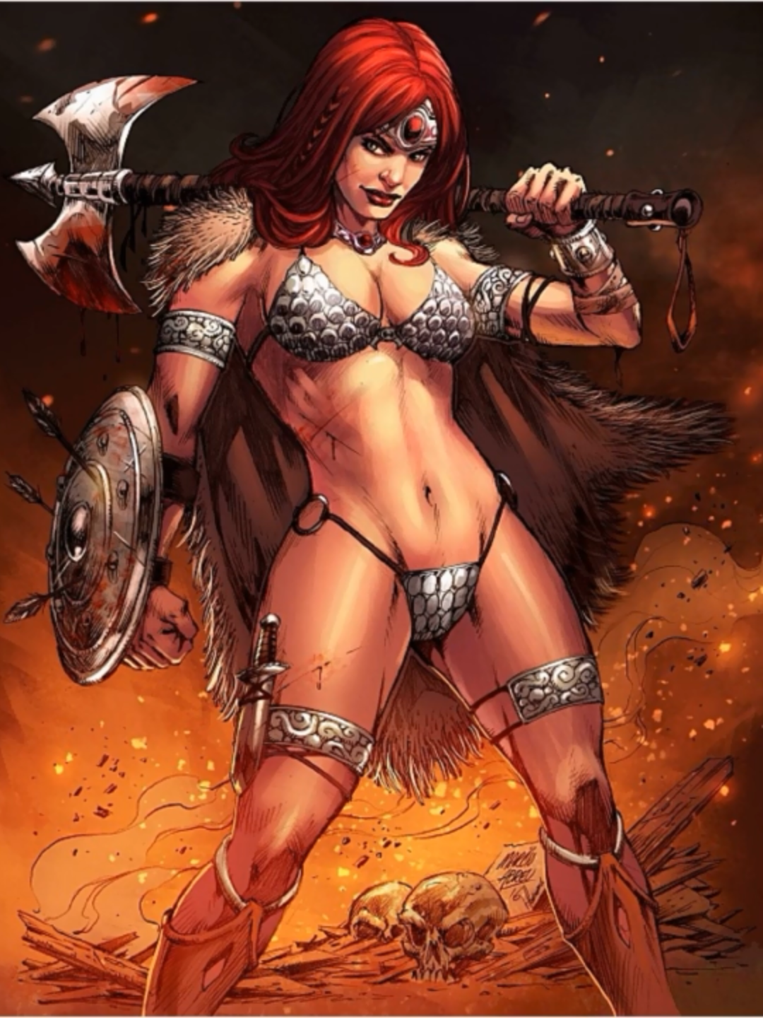 Conan VS  Sonja - HQ/Marvel (1976) Publicada pela primeira vez em Marvel Feature (1975) n° 7/1976 - Marvel Comics Título original “The battle of the barbarians!” Perseguida por Conan e Bêlit, Sonja cavalga até o Ninho do Sagrado Íbis no meio do deserto, local combinado com Karanthes para a entrega da página perdida do Livro Blindado de Skelos. Antes que possa receber sua recompensa, é alcançada pelo bárbaro e pela rainha pirata. Durante a contenda, são atacados por um lagarto-falconídeo que também cobiça a página. 17 Páginas &Veja mais sobre essa série e outras novidades Acompanhando nosso Blog: classicsdatv.blogspot.com Clássicos da tv - Loja Nerd (séries raras, desenhos antigos, filmes, novelas e Hq's)