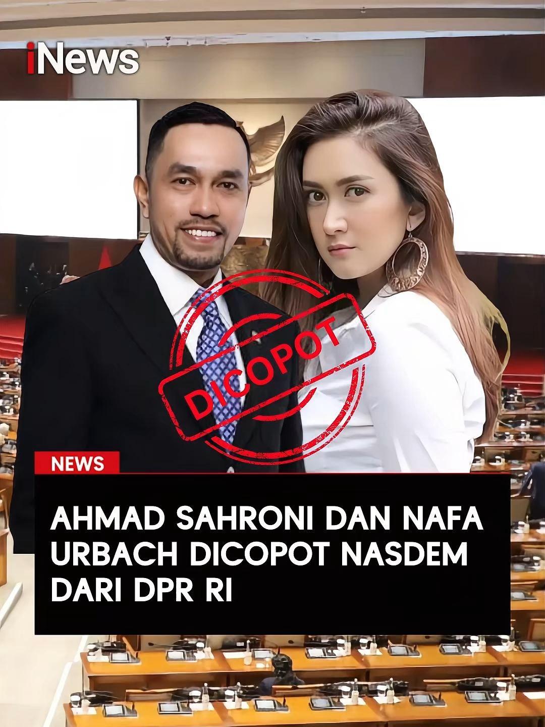 Partai NasDem menonaktifkan Ahmad Sahroni dan Nafa Urbach dari anggota DPR. Keputusan itu didasarkan atas pernyataan kedua politisi yang dianggap mencederai perasaan rakyat. 