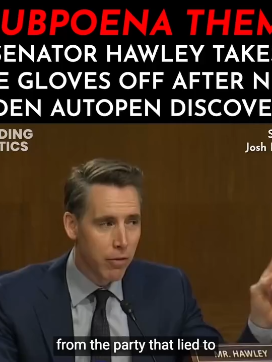 Senator Hawley Takes the Gloves off after New Biden Autopen Discovery #presidenttrump #trump2025 #parati #paratii #america #biden #news