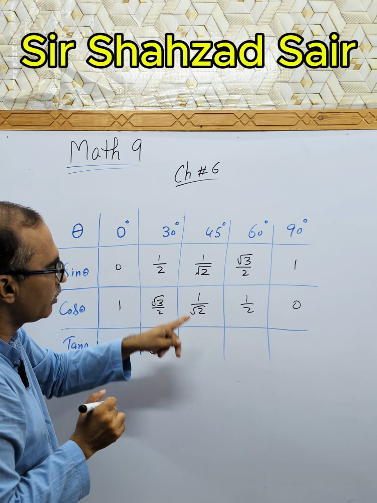 Trigonometry ration table for important angles class 9 math #math #9thmath #9thclass #maths #school 