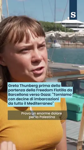 Greta Thunberg prima della partenza della Freedom Flotilla da Barcellona verso Gaza #palestine #gaza #gretathunberg