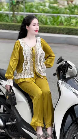 Set bộ pijama phối ren cúc#xuhuong #xuhuongtiktok 