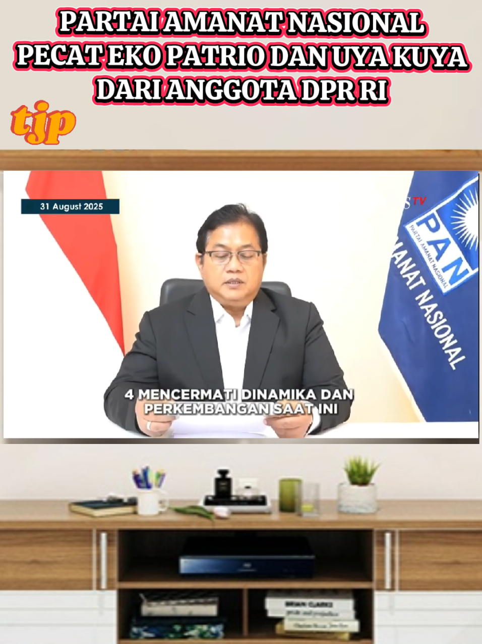 PAN Resmi Pecat Eko Patrio dan Uya Kuya dari Anggota DPR RI. #ekopatrio #uyakuya #pan #dpr #demo 