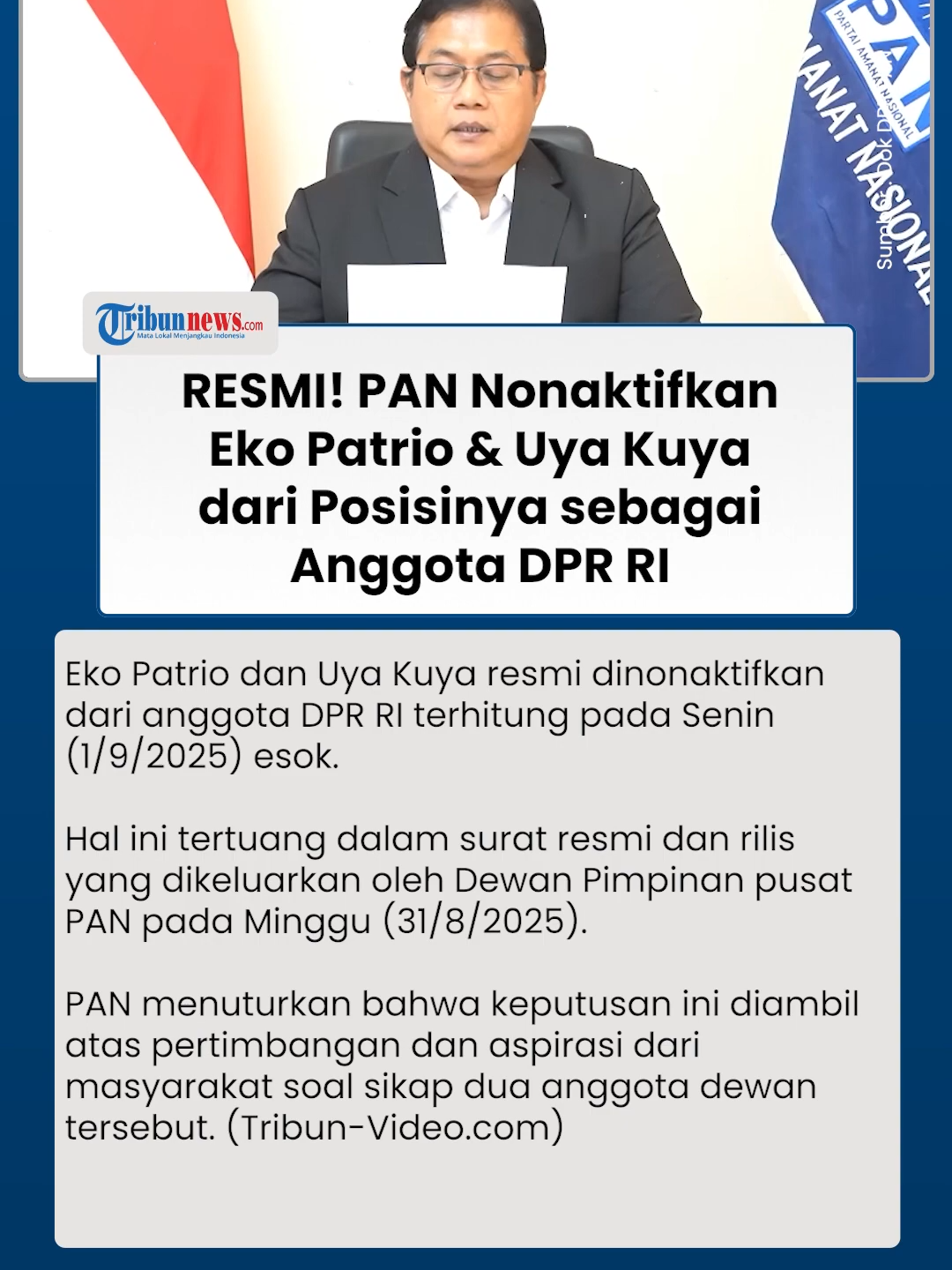 Duo Seleb yang Jadi Dewan Kini Dicopot, Uya Kuya dan Eko Patrio Resmi Dinonaktifkan PAN dari DPR RI #PAN #uyakuya #ekopatrio #dpr #dprri #beritaterbaru