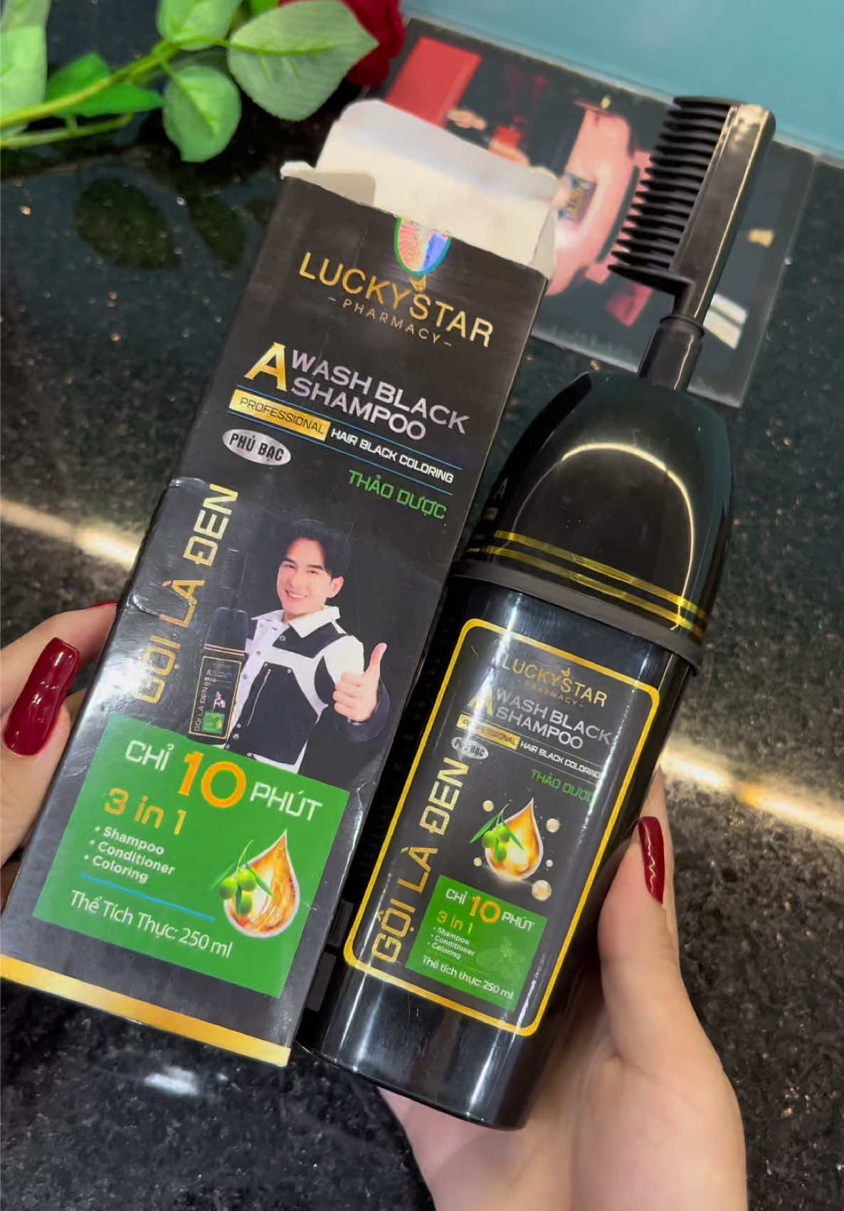 Dầu gội phủ bạc Thảo dược Luckystar gội là đen##emkieutaphoa##daugoiphubac##luckystar##daugoiphubacluckystar
