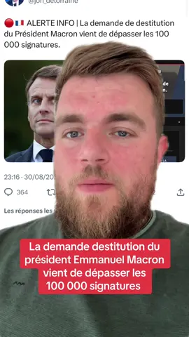 🔴🇫🇷 ALERTE INFO | La demande de destitution du Président Macron vient de dépasser les 100 000 signatures.