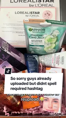 Omg guys so so sorry already uploaded this but struggle with spelling and missed out the hashtags !! #risingstarboxlorealistar #lorealistaruk #gift @CeraVe UKI @L'Oréal Paris UK @Garnier @La Roche-Posay 