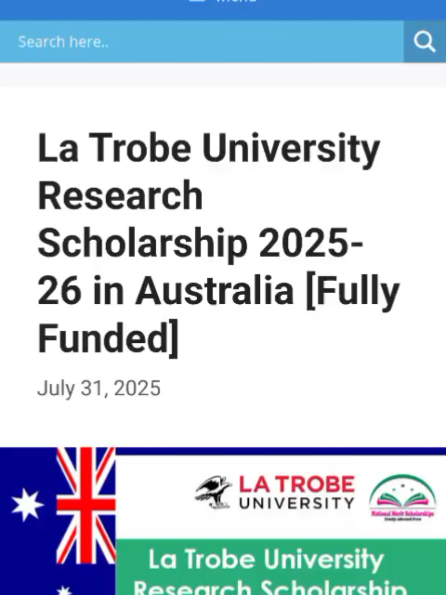 La Trobe University Research Scholarship 2025-26 in Australia  #scholarshipsvault #fullyfundedscholarship #education #studyabroad #university 